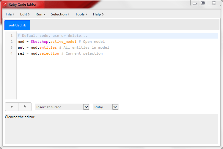 Figura 1 - La schermata del plugin Ruby Code Editor