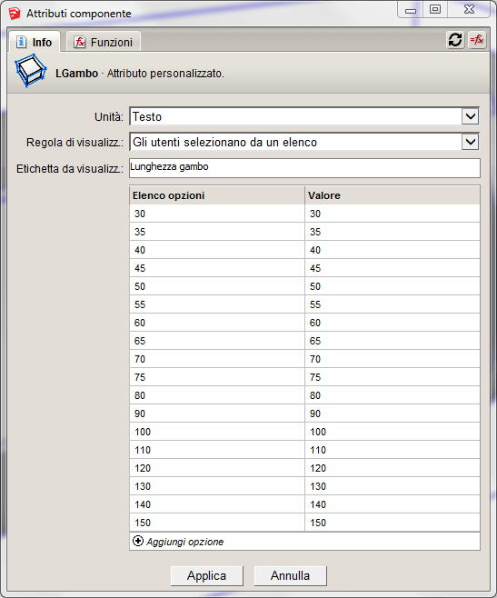 Figura 6 - Configurazione del parametro LGambo