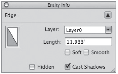 la finestra Entity Info di Sketchup